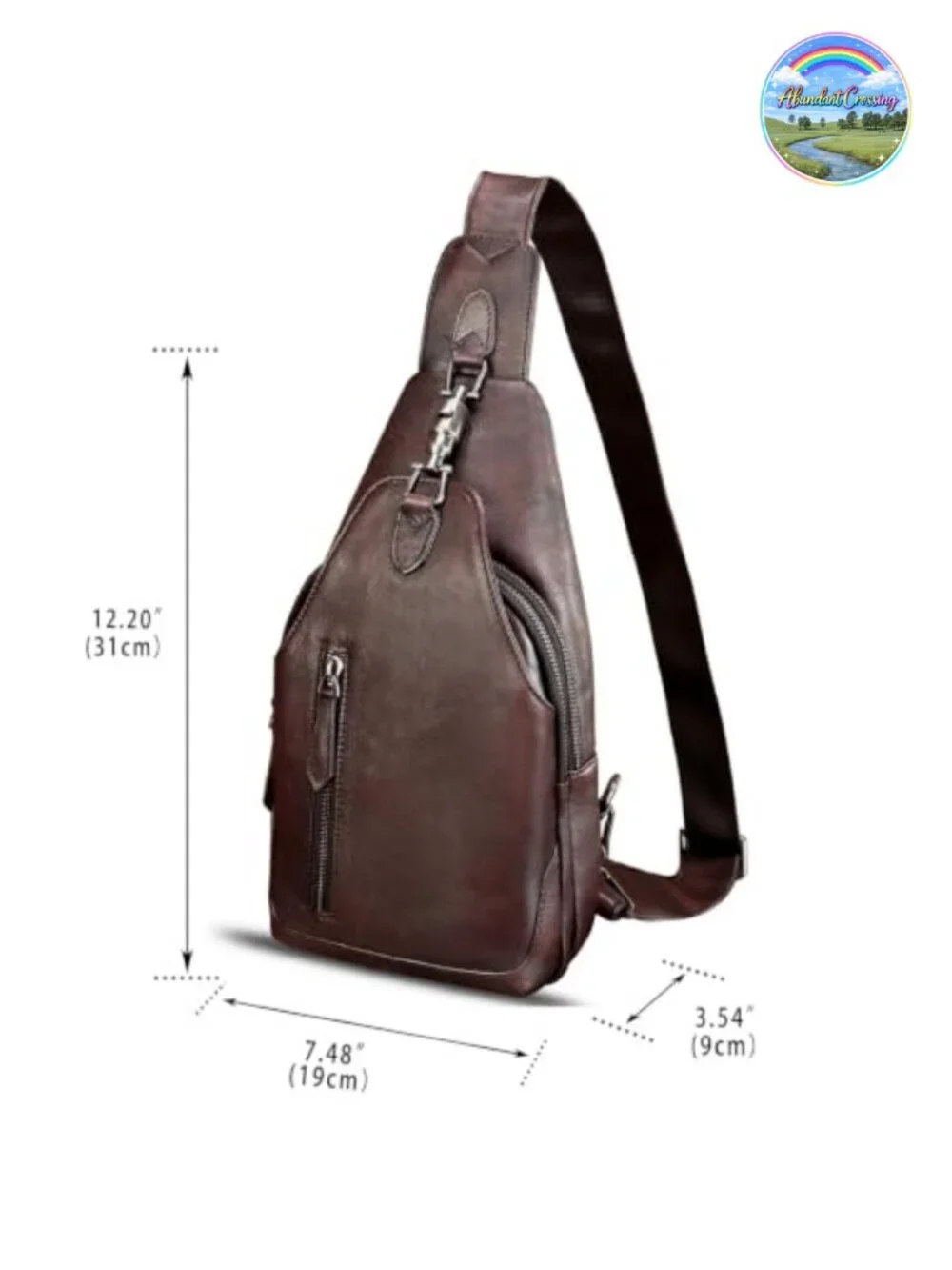 Genuine Leather Sling Bag Crossbody Chest Bag Shoulder Purse